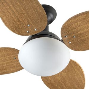 Ventilador De Teto Venti-Delta Jet Preto Com 4 Pás Mogno Linha Decoratica 220V