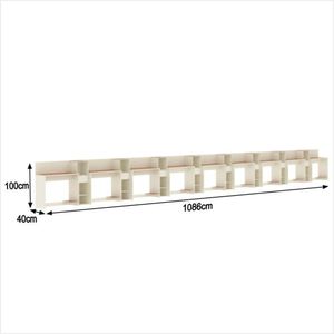 Conjunto De Escritório Smart 8 Livreiro E 9 Mesas 90cm - Off White E Cedro Off White E Cedro