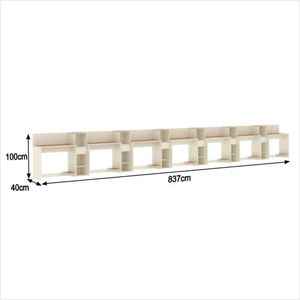Conjunto De Escritório Smart 6 Livreiro E 7 Mesas 90cm - Off White E Cedro Off White E Cedro