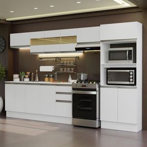 Armário De Cozinha Completa 100% MDF 310 Cm Smart 02 Xa Branco