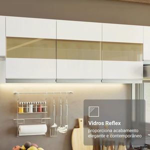 Armário De Cozinha Completa 100% MDF 310 Cm Smart 02 Branco
