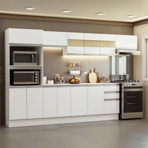 Armário De Cozinha Completa 100% MDF 310 Cm Smart 02 Branco