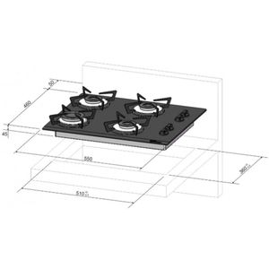 Cooktop 4 Bocas Fischer Slim 1519-5713 Acendimento Superautomático, Preto
