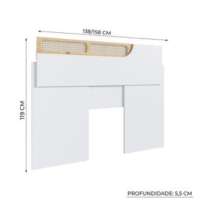 Cabeceira Extensível Casal-Queen Édez Namur, Branco Ártico