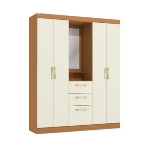 Guarda-Roupa 5 Portas 4 Gavetas Kappesberg Capelinha - R591 - Canela/Offwhite
