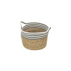 Kit 3 Cestos OR-5508 em Fibra Natural Seagrass OR Design - Cinza/Branco