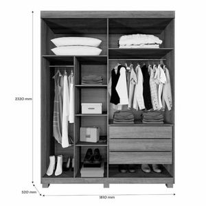 Guarda Roupa Mônaco mdf 2 Portas Cinamomo - Benetil