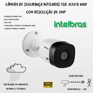 Kit 4 Câmeras Intelbras 2 cam Full Color 2 cam 1220b Full Hd Dvr Mhdx 1008-C C/HD 4TB