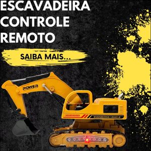 Escavadeira Controle Remoto Futuro Kids FU19432 Carrinho Brinquedo Infantil Com Bateria Recarregável