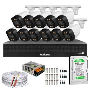 Kit 11 Câmeras Segurança Full Color Dvr Intelbras C/HD 500gb