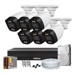 Kit 6 Câmeras Segurança Color Dvr Intelbras 1004c Hd 500gb