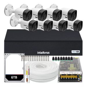 Kit Intelbras 8 Câmeras Segurança Vhc 1120 20m Dvr De 8 Canais Hd 6tb