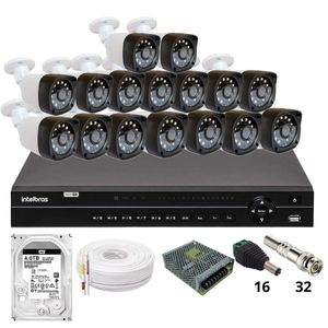 Kit 16 Câmeras Importadas Full Hd 1080p  Dvr Intelbras Mhdx 1232 Hd 4tb