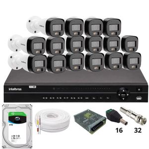 Kit 16 Câmeras Intelbras 3220b Full Color Com Áudio Dvr Intelbras Mhdx 1232 Hd 6tb