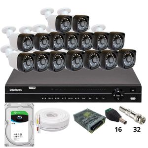 Kit 16 Câmeras Importadas Full Hd 1080p  Dvr Intelbras Mhdx 1232 Hd 6tb