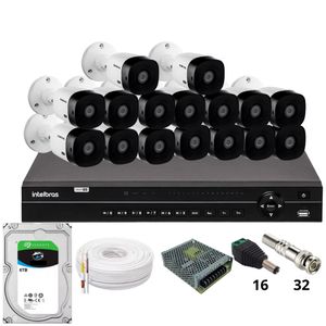 Kit 16 Câmeras 1120b Intelbras Dvr Mhdx Intelbras 1232 Hd 6tb