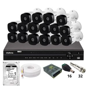 Kit 16 Câmeras 1120b Intelbras Dvr Mhdx Intelbras 1232 Hd 4tb