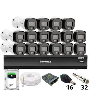 Kit 16 Câmeras Intelbras 3220b Full Color Com Áudio Dvr Intelbras Imhdx 3132 Inteligência Artificial Hd 6tb