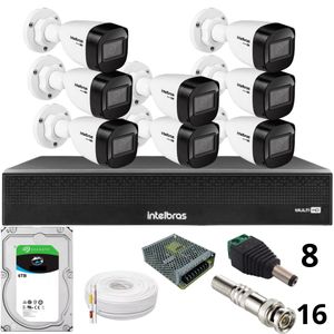 Kit 8 Câmeras Intelbras 1130b Full Hd Dvr Mhdx 1016-c Intelbras Com Detecção De Movimentos Hd 6tb