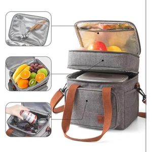 Bolsa Térmica Alça Transversal 2 Compartimentos Marmita Lancheira Trabalho Passeio Academia Escola