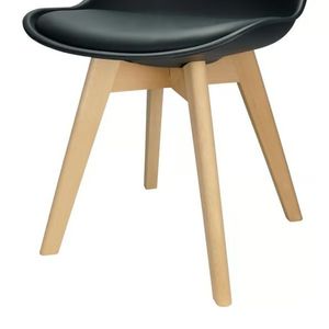 Kit com 2 Cadeira Leda Preta - Charles Eames Wood com Almofada
