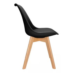 Kit com 3 Cadeira Leda Preta - Charles Eames Wood com Almofada