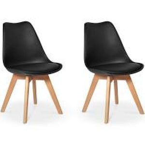 Kit com 2 Cadeiras Leda Preta - Charles Eames com Almofada