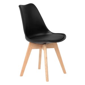 cadeira Leda  Charles Eames, Saarinen Wood com almofada Preta