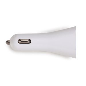 Carregador veicular USB duplo branco