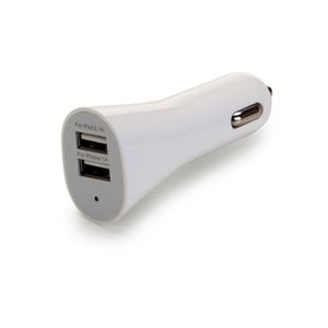 Carregador veicular USB duplo branco