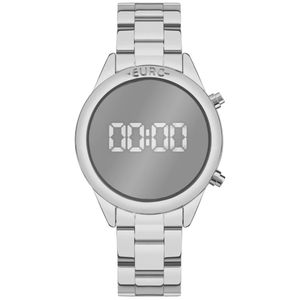 Relógio Euro Feminino Ref: Euds8054aj/4k Led Espelhado Prateado