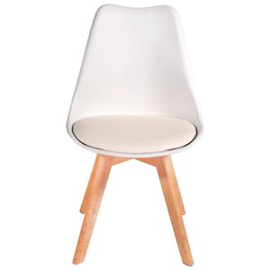 Kit com 2 Cadeira Leda Branca - Charles Eames Wood com Almofada