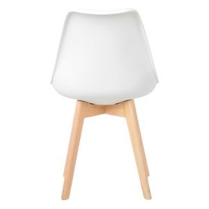Cadeira Leda Branca - Charles Eames Wood com Almofada - Kit com 4