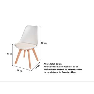 Kit com 6 Cadeira Leda Branca - Charles Eames Wood com Almofada