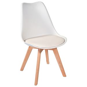 Kit c/2 cadeiras Leda  Charles Eames, Saarinen Wood com almofada  BRANCA