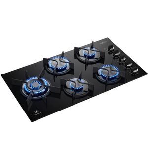 Cooktop 5 Bocas a Gás Electrolux Mesa Vidro Expert ChamaPrecisa e Grade Ferro Fundido (KE5GW) - Bivolt