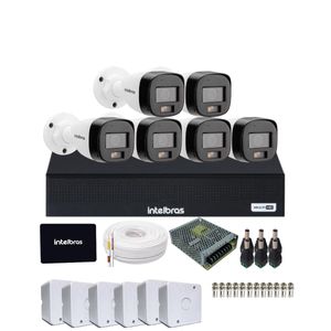 Kit 6 Câmeras Intelbras VHD 3220 B Full Color com Áudio  DVR Mhdx 1108-c Com SSD 512gb