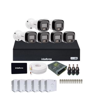 Kit 6 Câmeras Intelbras 1120b Full Color DVR Mhdx 1108-c Com SSD 512gb