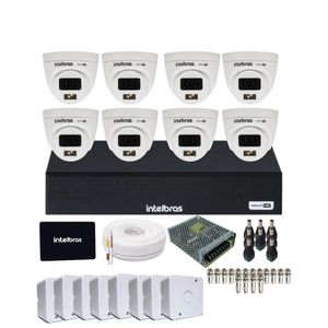 Kit CFTV Intelbras 8 Câmeras 1120d Full Color  720p  DVR intelbras 1108-c  SSD 512gb Instalado