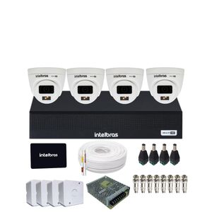 Kit 4 Câmeras Intelbras Full Color 1220D Imagens Coloridas Dia e Noite  Gravador Intelbras 1104-c SSD 512gb Incluso