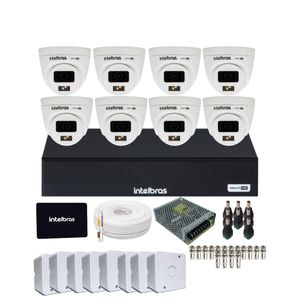 Kit CFTV Intelbras 8 Câmeras Vhd 1220d Full Color  DVR intelbras 1108-c  SSD 512gb Instalado