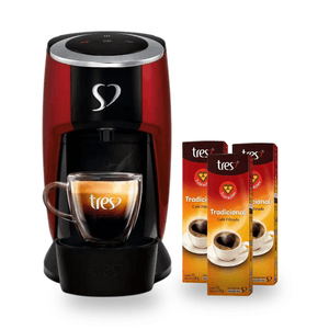 Compre Cafeteira Espresso Tres 3 Corações Touch Vermelha e Ganhe 3 unidades de Cafés em Cápsula 3 Corações Tradicional 75g