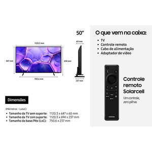 Smart TV 50 Polegadas U8600F 2025 Crystal UHD 4K Samsung UN50U8600FGXZD - Preto