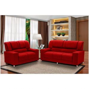 Conjunto Estofado Sandero 2 E 3 Lugares Paraná Vermelho