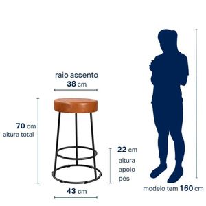 Banqueta Roma 70cm Couríssimo Amarula - Salaone Amarula