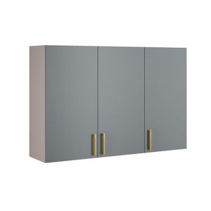 Armário Aéreo Essence 3 Portas 120cm 100% Mdf - Itatiaia Fendi-gris