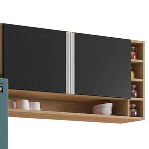 Armário Aéreo Vanessa 2 Portas 105 Cm Amendoa Preto Ajl