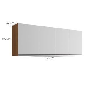 Armário Aéreo Andréia 160cm 4 Portas Amêndoa-branco - Ajl Móveis Amêndoa-branco