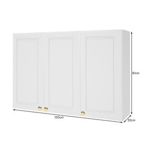 Armário Aéreo Firenze 120cm 3 Portas Branco - Indékes Branco