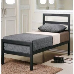 Cama Solteiro Com Cabeceira Robusta Aço Ferro Metal Tamanho Especial 88x188 Cor Preto Mobbili Cs-01